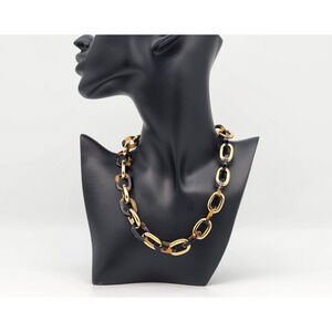 Ralph Lauren Vintage Necklace Tortoise Lucite & Gold Tone Chain Links 16''L